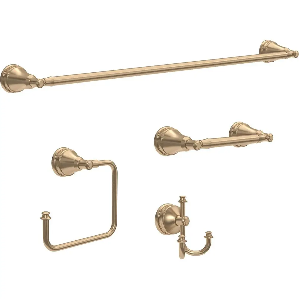 

4-Piece Champagne Bronze Bathroom Accessory Set: 18 Towel Rack, Toilet Paper Holder, Hand Towel Holder, Hook