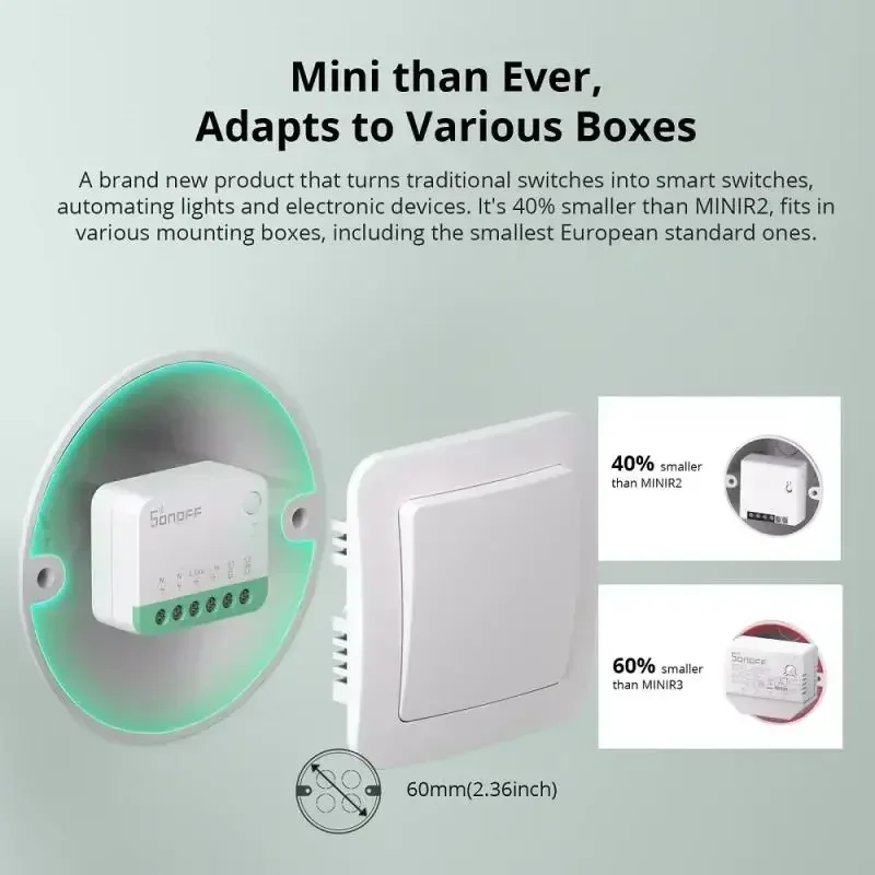 SONOFF MINI R4/MINIR4M Wifi Switch Module Smart Switch Works With R5 S-MATE Smart Home Voice Control Alexa Google Home Ewelink