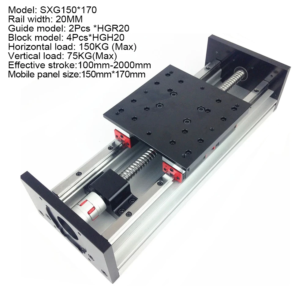 Heavy Duty Linear Slide Table 2Pcs HGR20 Guide Rail 4Pcs HGR20  CNC Automations Linear Bearings SFU2010 SFU2005 Max load 250KG