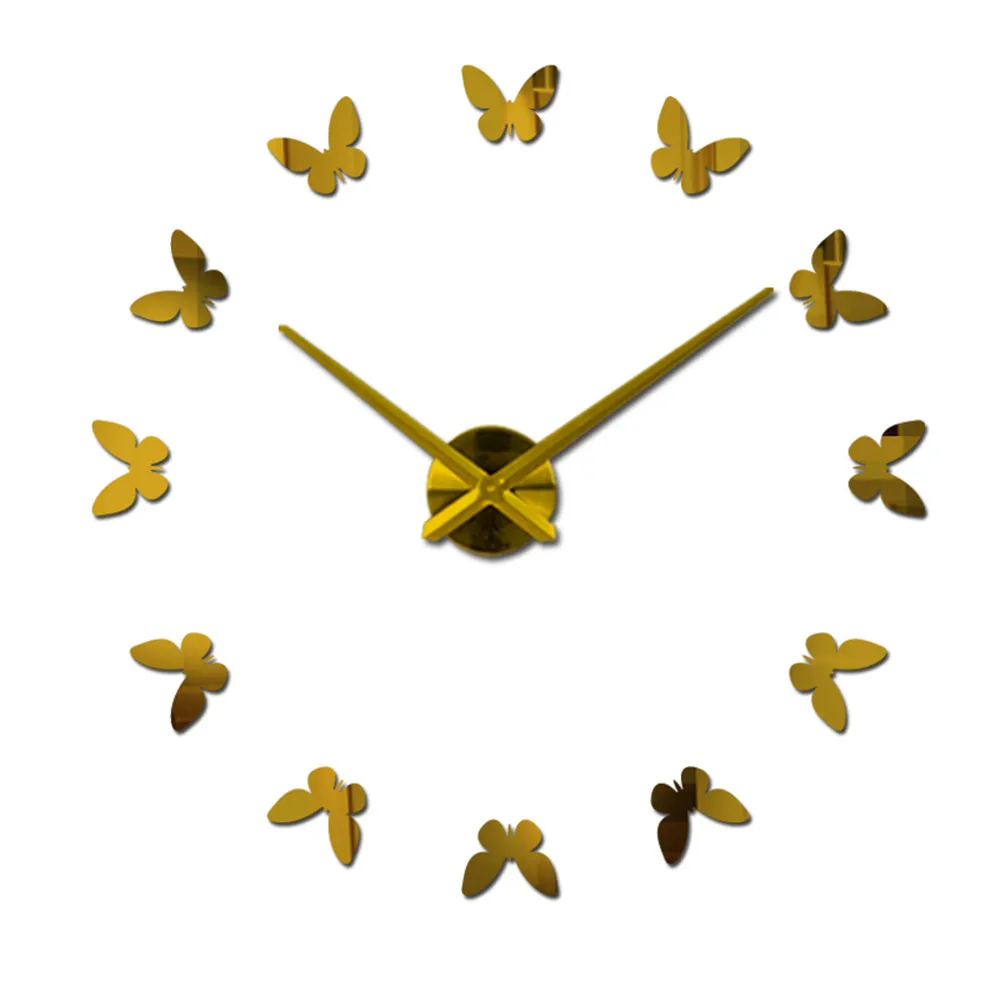 นาฬิกาสติ๊กเกอร์อะคริลิคผีเสื้อติดผนัง3D นาฬิกา DIY ขนาดใหญ่100-120ซม.