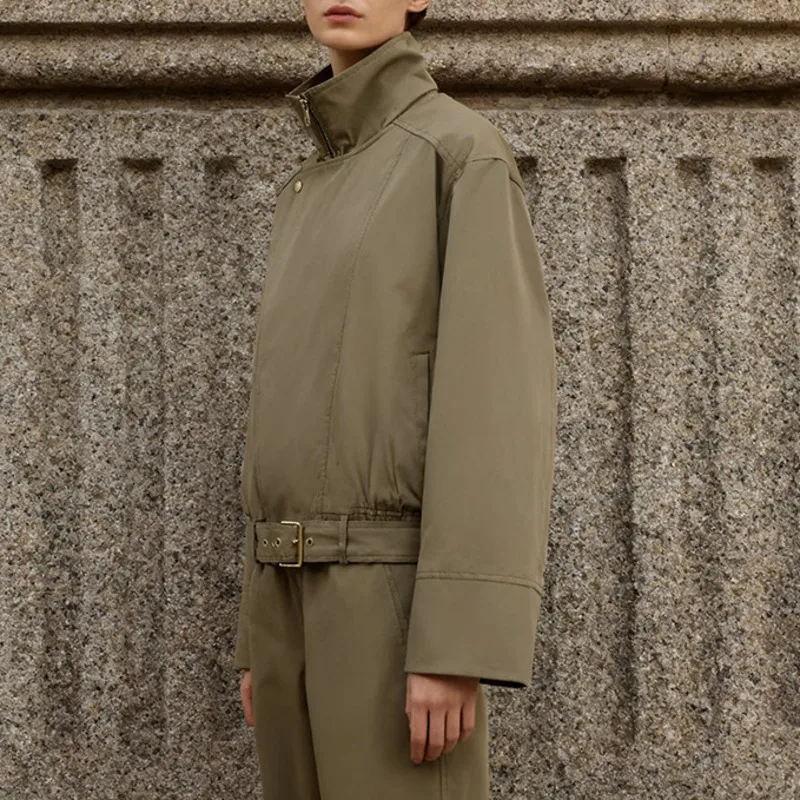 ANJY ربيع الخريف جديد إمرأة موضة الكورية نمط الوقوف طوق الزنانير تصميم سترة العصرية عادية تقسم سليم الشرير معطف A16937 #3