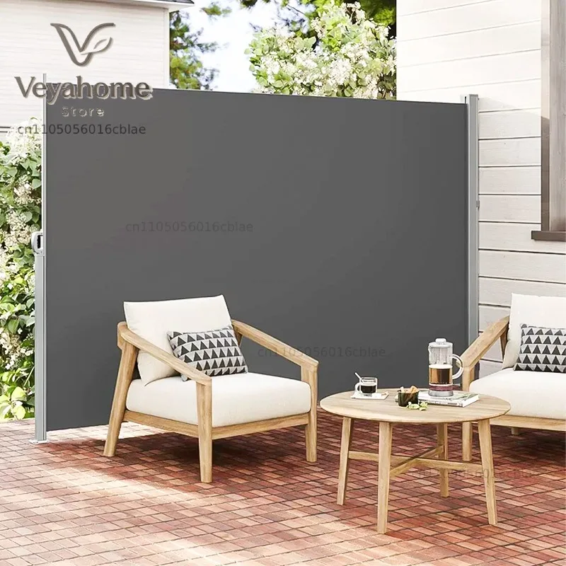 Custom Pull-out Screen H160cm*W300cm Movable Awning Windproof Retractable Side Awning for Outdoor Garden Office
