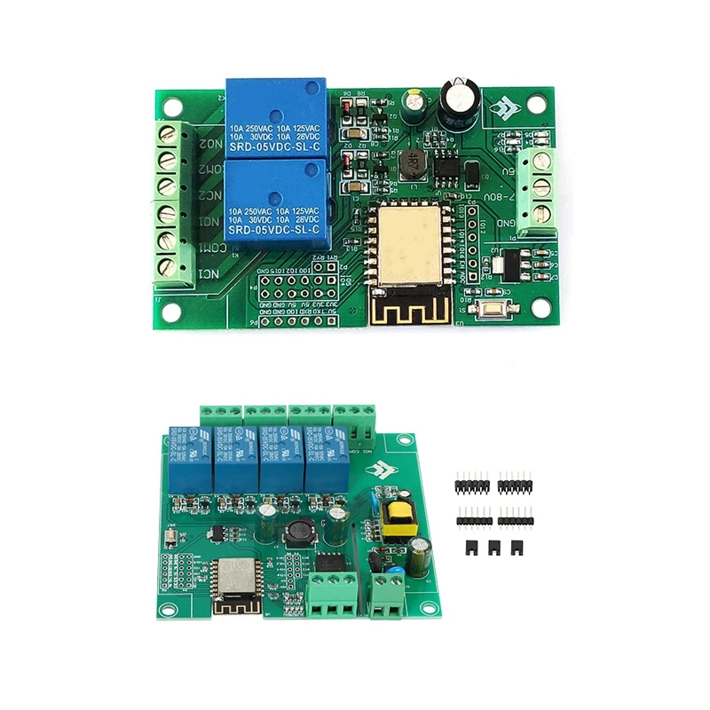 

2 шт., беспроводной 4-канальный Релейный модуль ESP8266 с функцией WIFI, релейный модуль ESP8266, 2-канальный релейный переключатель 5 В/8-80 в