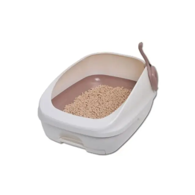 

Hot-selling Cat Box PP Material Pet Cat Toilet Box Easy To Clean High Fence Semi-enclosed Cat Box With Shovel