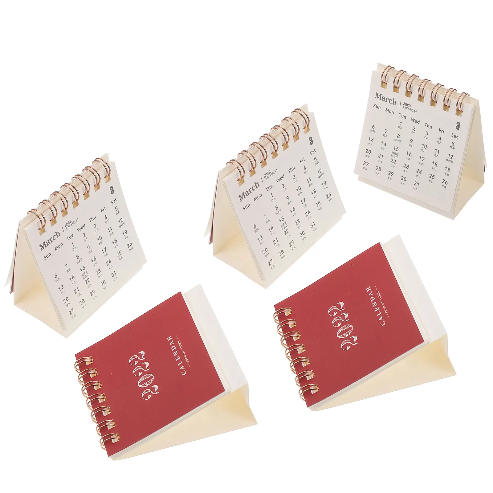 

5 Pcs Mini Desk Calendar Desktop Chinese Calendars Memorandum Year Paper Standing Tabletop