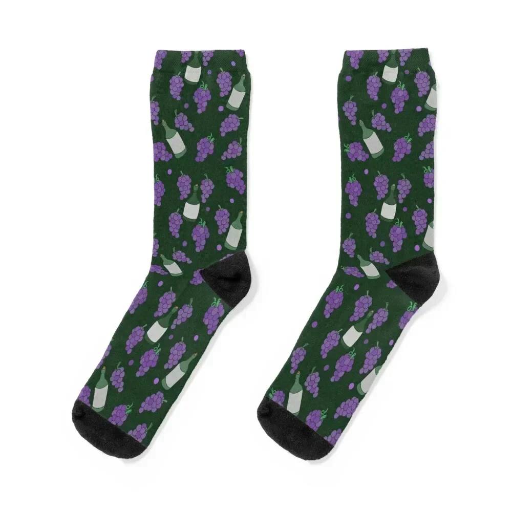 

Wine drinking pattern purple grapes and wine Socks funny sock custom sports christmas gift Socks Man Women's