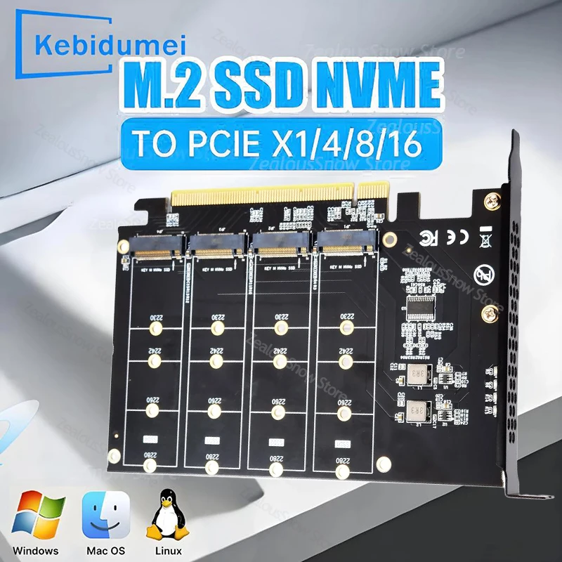 

M.2 PCIE 4.0 Adapter for NVMe SSD to PCIe 4.0/3.0 X1 X4 X8 X16 Interface for PC Supports 2230 2242 2260 2280 M2 SSD Hard Disk
