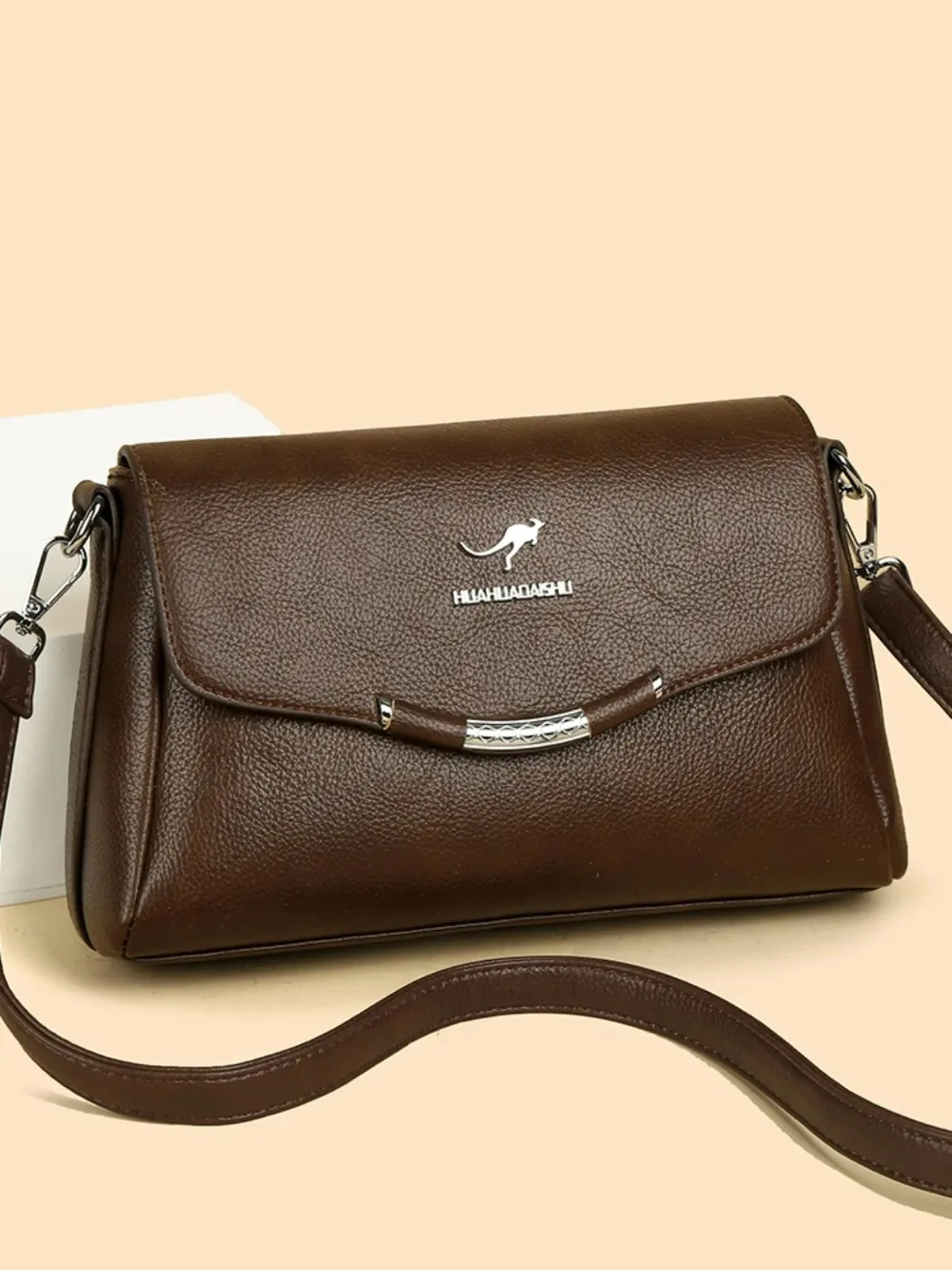 Real Leather Women's Crossbody Handbag 2026 New Style, Soft Cowhide Middle-aged Mom Bag, American Retro Shoulder Bag