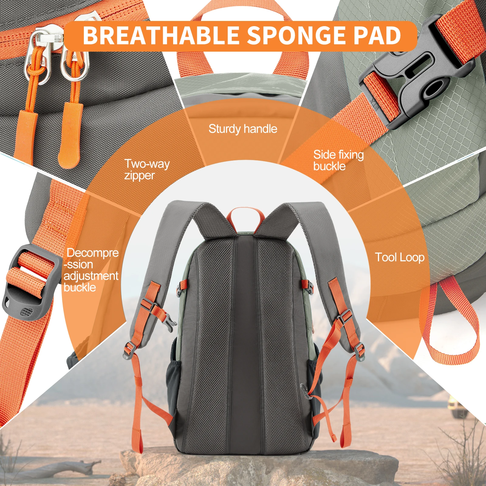 Waterproof Climbing Outdoor Backpack Men Women Sports Bag Leisure Travel Backpack Large Capacity, Fishing Hiking Backpack 40L
