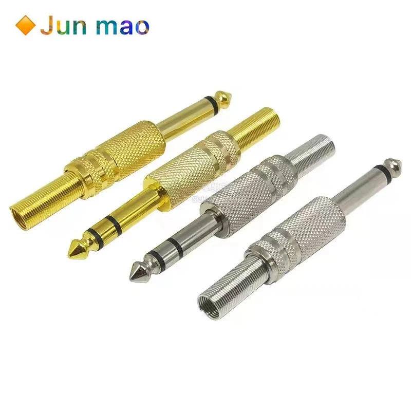 2pcs 6.35mm/6.5mm 2Pole Mono Amplifier Plug 6.35 Stereo Metal Microphone jack plug-in Audio Connector for KTV