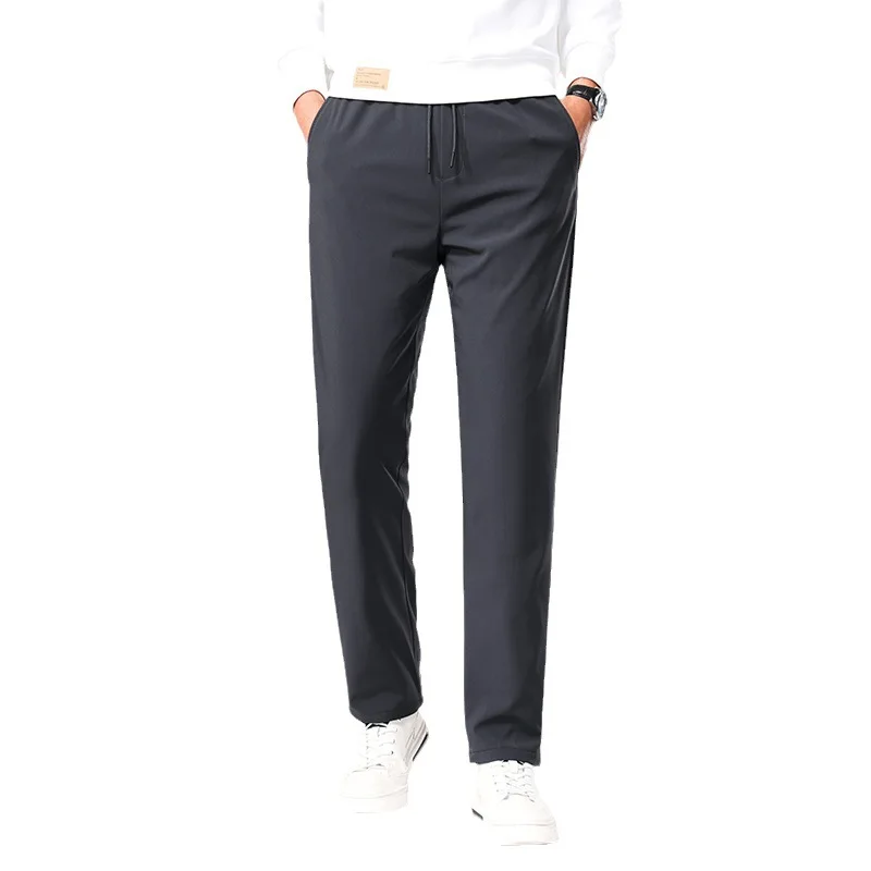 Pantaloni invernali da uomo in piuma d'oca caldi vestibilità ampia gamba dritta elastico in vita pantaloni termici al ginocchio uomo moletom masculino PT-585