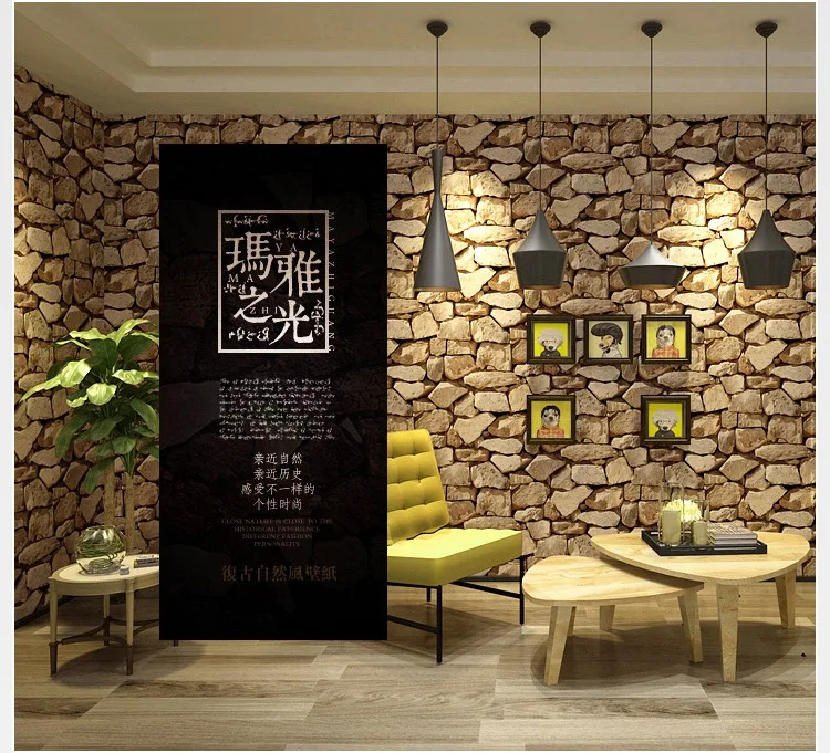 Self Adhesive 3D Stone Effect Wallpaper Waterproof  Vintage Rustic Peel & Stick Brick Wallpaper Home Decor