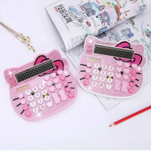 Original Hello Kitty Diamond Calculator Cartoon Korean Pink Diamond Heart-Shaped Button Kitty Crystal Diamond Ktcat Computer