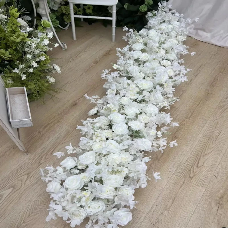 2m Luxury Artificial Flowers Wedding Decoration Table Long Runner Flower Row Floral Backdrop Arrangement Wall Arch Decor