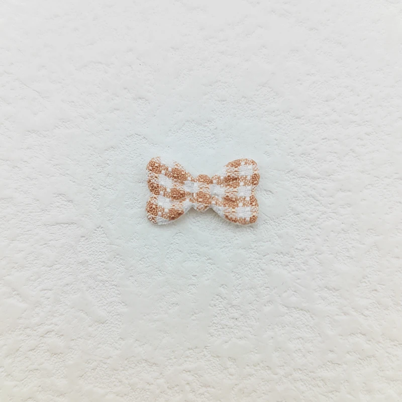 100 Stück Gingham-Schleifen-Applikations-Patches, 2 x 1,2 cm, gepolstert, für DIY-Kleidung, Hüte, Bastelarbeiten, Nähzubehör, Haarspangen, Schleifendekoration – Detail 6
