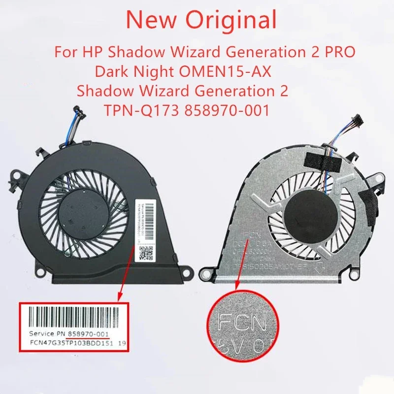 New Original Laptop Cooling Fan For HP Shadow Wizard 2 PRO Dark Night OMEN15-AX Shadow Wizard Generation 2 TPN-Q173 858970-001