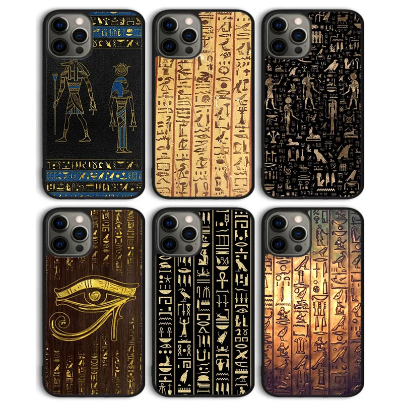 Egyptian Hieroglyphics Symbols Phone Case Back Cover for iPhone 16 15 SE2020 14 13 11 12 Pro Max mini XS XR PlusS Shell Coque