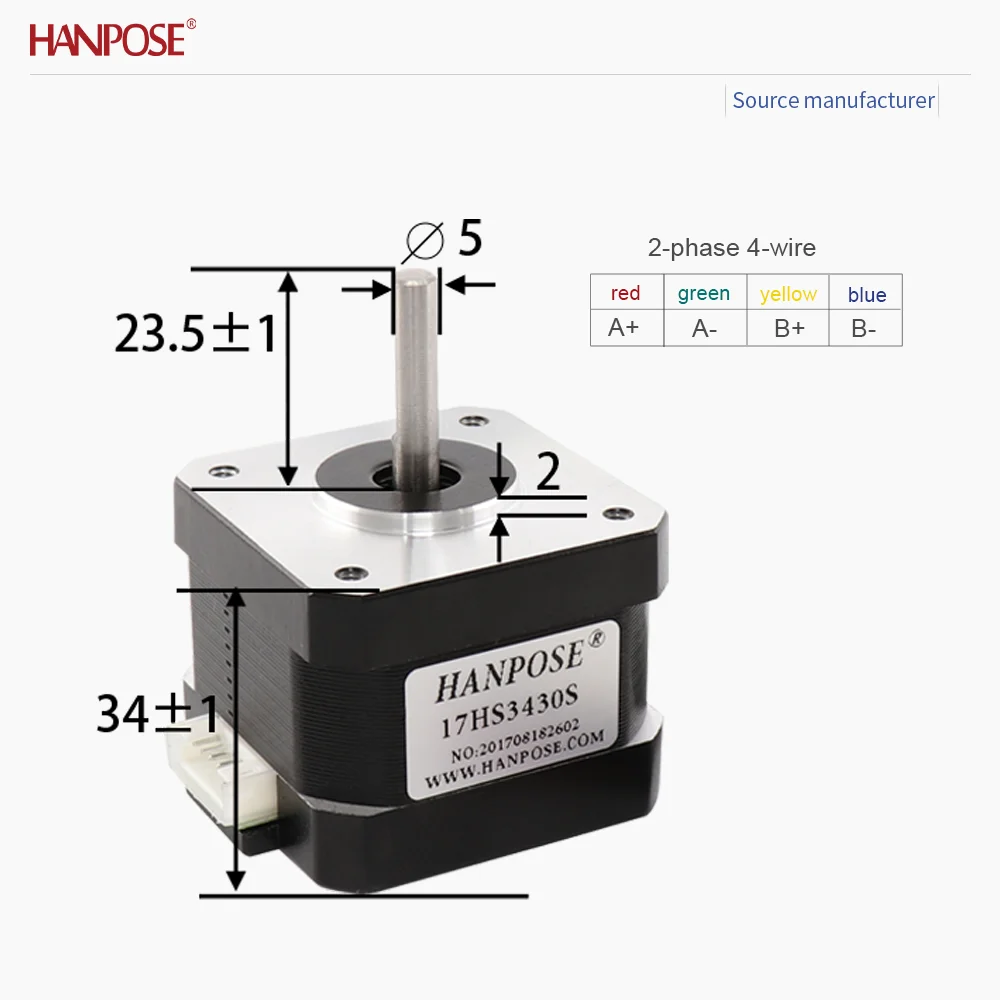 NEMA17 17HS3430S+TB6600 Stepper Motor 12V 0.4A Two-Phase Four Wire 3D Printing Accessories Motor Manufacturer Direct Sales