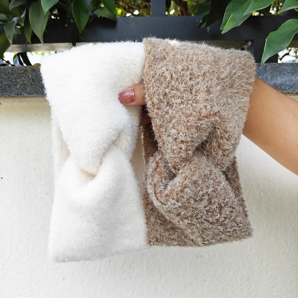 Winter Woolen Stirnbänder Weiche Elastische Ohr Wärmer Kreuz Headwrap Turban Breite Krempe Kopfbedeckungen für Frauen Mädchen Mode Haar Zubehör – Detail 4
