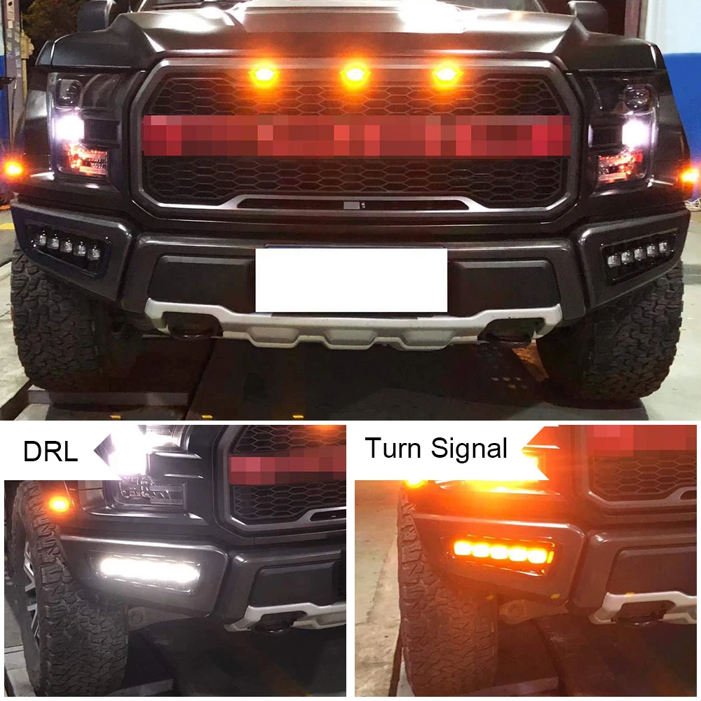 POVTOR Fog Lights with Switchback LED Turn Signals Daytime Running Light  for Ford Raptor 2017 2018 2019 2020 Gen 2