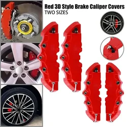 4 Pcs Universal Car Disc Brake Caliper Covers Red 3D Style Front & Rear Kits Auto Parts Car Accessories