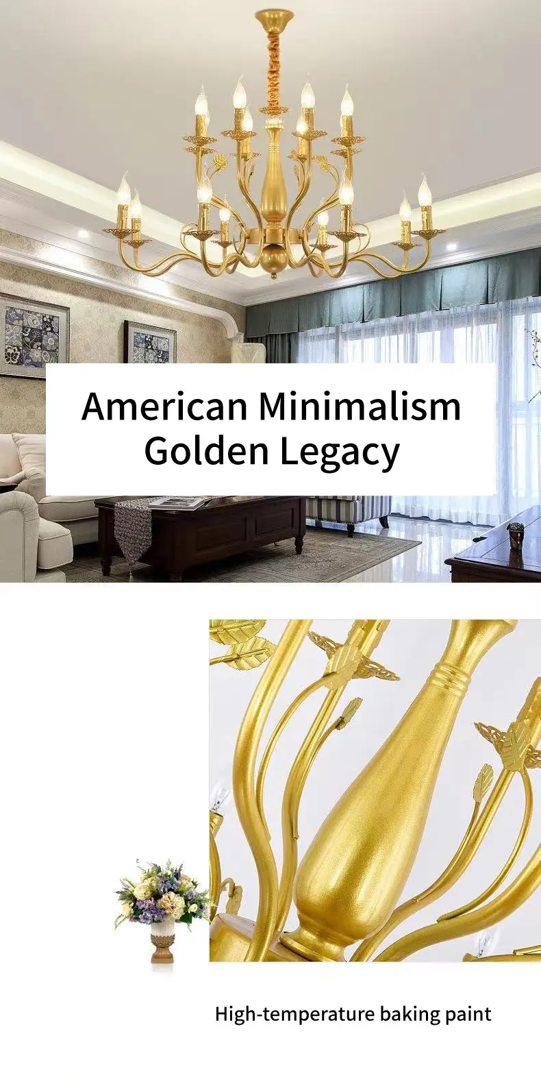 American Double Layer Candle E14 Chandelier Retro Painted