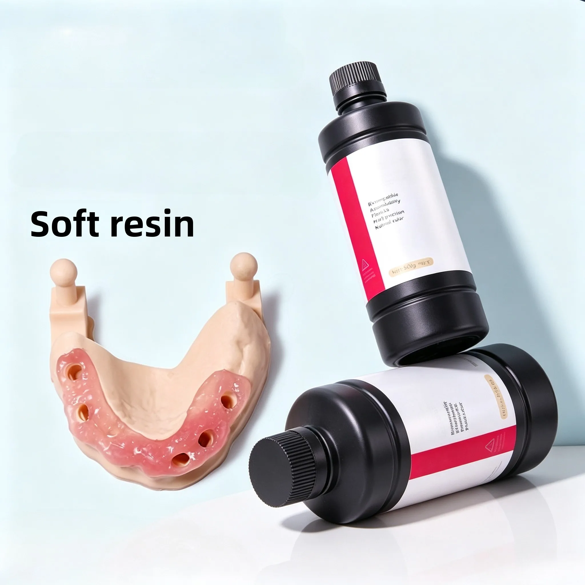 500g Pink‑Tone Flexible Soft‑Gel UV Photoresin Biocompatibility‑Tested Consumable for LCD DLP Simulated‑Component 3D Printing