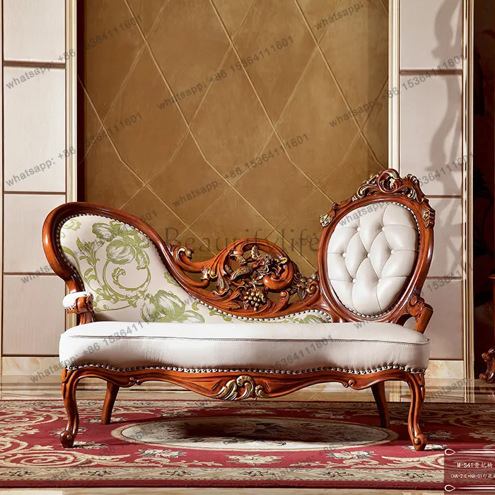 

European high-end luxury old sofa chair American gold-painted leather concubine chair beauty couch
