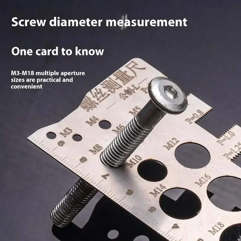 Metal Ruler M3 M4 M18 Screw Thread Pitch Gauge Ruler Measuring Tool Bolt Nut Metric Machining Screw Cutting Gauge Angle Model