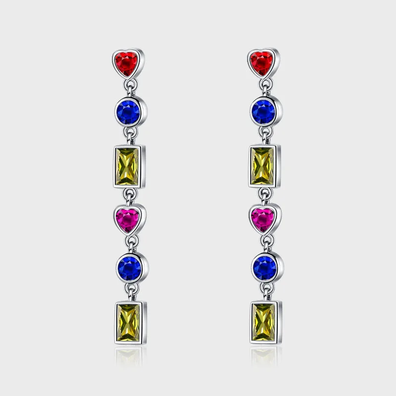 

Разноцветные серьги-гвоздики из стерлингового серебра 925 пробы, высококачественные серьги в форме сердца с яркими кристаллами, милые и крутые серьги,