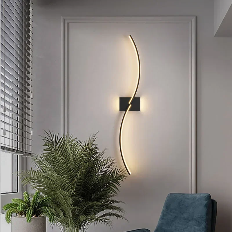 

Modern Wall Lamp LED Black White Background Decorative Light For Living Room Bedroom Bedside Indoor Lighting Fixture sconce