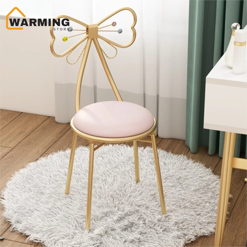 Warming Dressing Chair Nail Chair Detachable Backrest Chair Girl Heart Small Bedroom Princess Butterfly Makeup Chair New