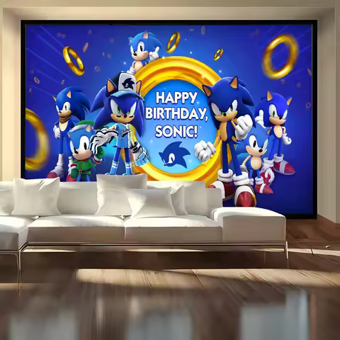 Classic Character Hit Movie Sonic Christmas Backdrop Window Fireplace Photography Backgrounds For Photo Studio