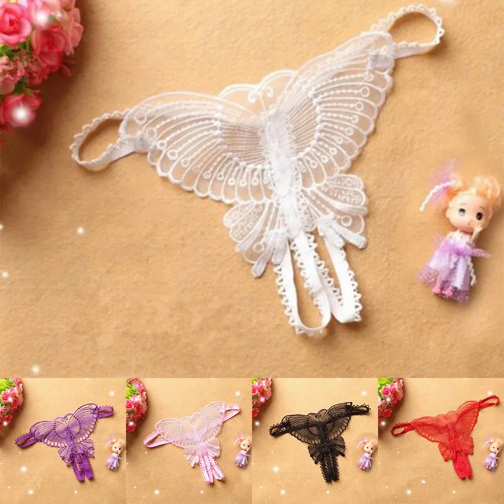 

Pajamas Panties Lace Thong G string Panties Women's Sexy Sheer Butterfly Underwear Crotchless Lingerie Panties