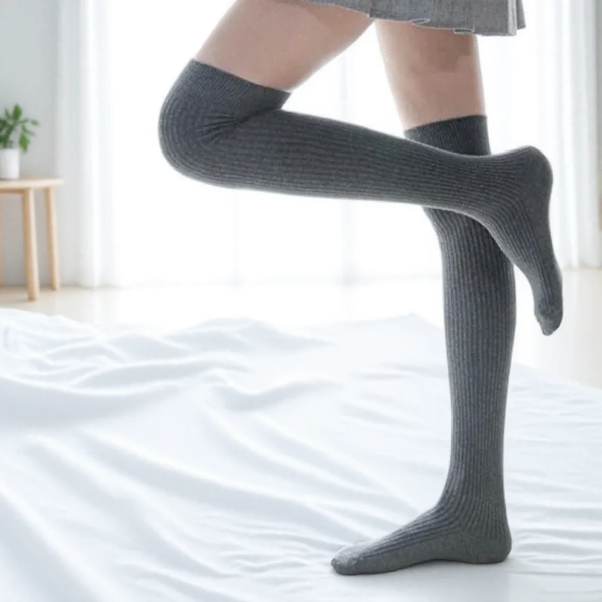 Lange Socken für Damen über dem Knie, Baumwolle, gestrickt, Yoga-Socken, hohe Röhre, warme Florstrümpfe, modische Komfortkleidung