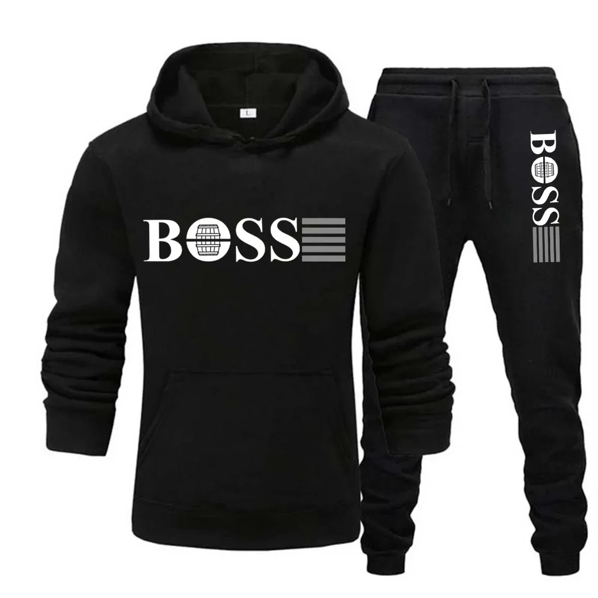 

Men's and women's fall and winter hooded sweatshirt + drawstring pants two-piece fitness running outdoor casual wear set