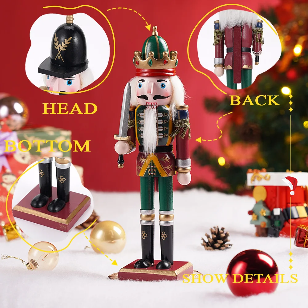 ثلاث قطع 30 سم عيد الميلاد كسارة البندق الجندي دمية مجموعة عيد الميلاد والعام الجديد هدية ديكور المنزل والمكتب #3