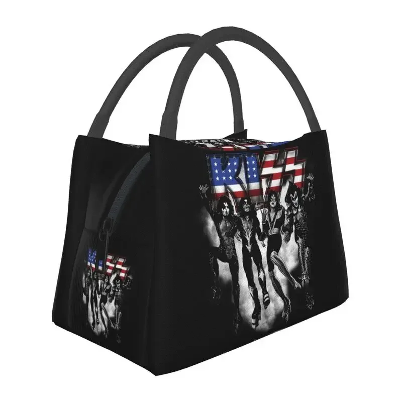 

Kiss Band USA Logo Insulated Lunch Bags for Women Resuable Heavy Rock Music Thermal Cooler Lunch Tote Work Picnic