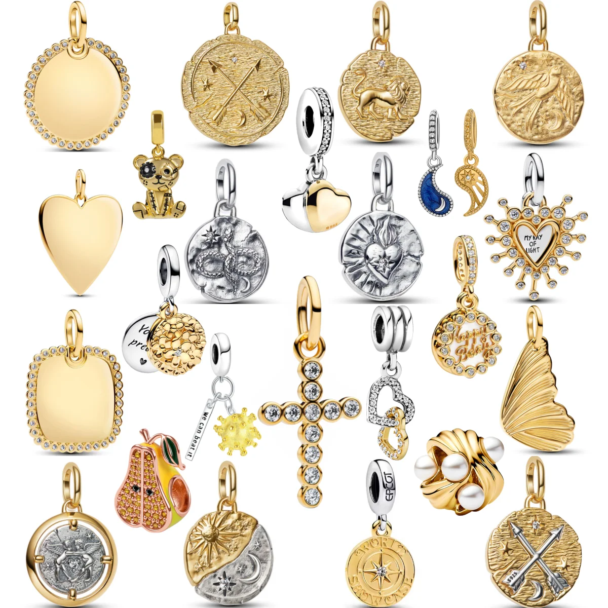 

2025 Европа НОВИНКА 925 посеребренный золотой крест Созвездие Шарм простой кулон бусина подходит 3 мм оригинальный браслет ювелирные изделия для подарка