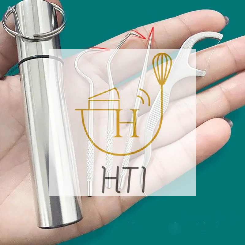 

Нить для чистки зубов, набор зубочисток из нержавеющей стали для чистки полости рта, многоразовые зубочистки, портативная зубочистка