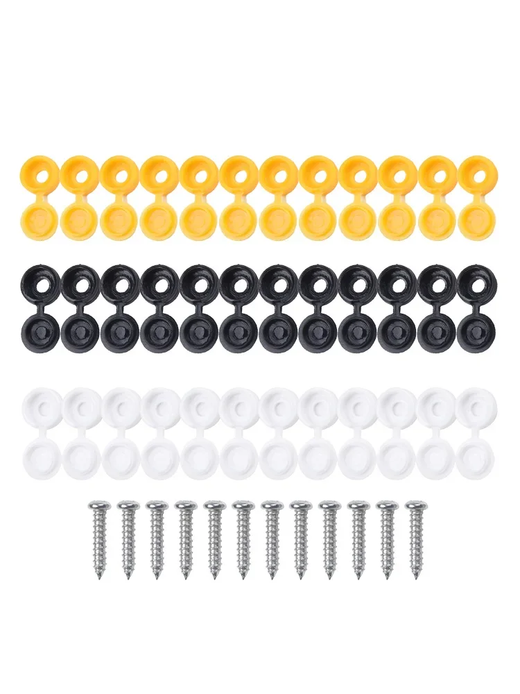 

7*20mm/0.27*0.78in (screws) License Plate Cap License Plate Cap 7*20mm/0.27*0.78in (screws) Black Decorative White Practical