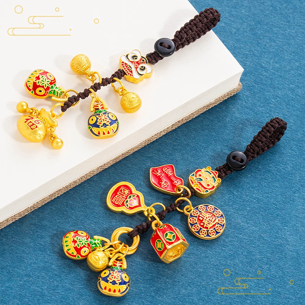 Ancient-style gold-swallowing beast accessory beaded diy keychain pendant, gold-swallowing beast bracelet key chain accessory