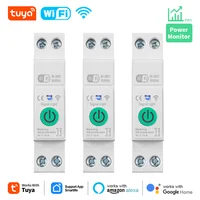 Disyuntor inteligente Tuya 1P + N 16A WiFi con medición de energía, Protector de corriente de voltaje kWh, interruptor de Control remoto por voz