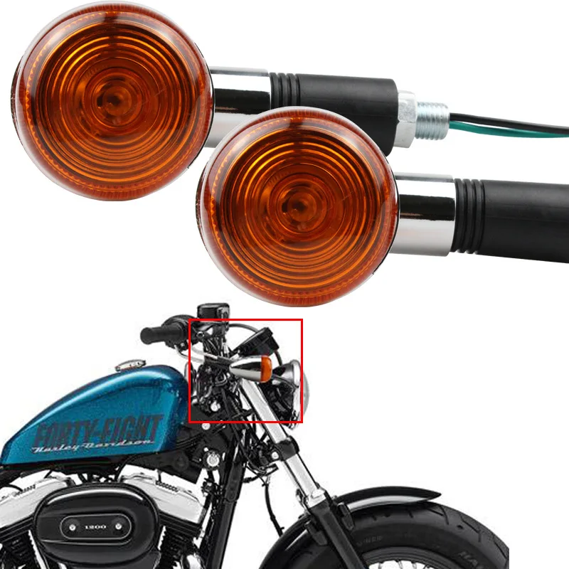 Luces de señal de giro para motocicleta, 2 uds., 12V, lámpara indicadora de intermitente ámbar para Harley Yamaha XV250 Cruiser Chopper
