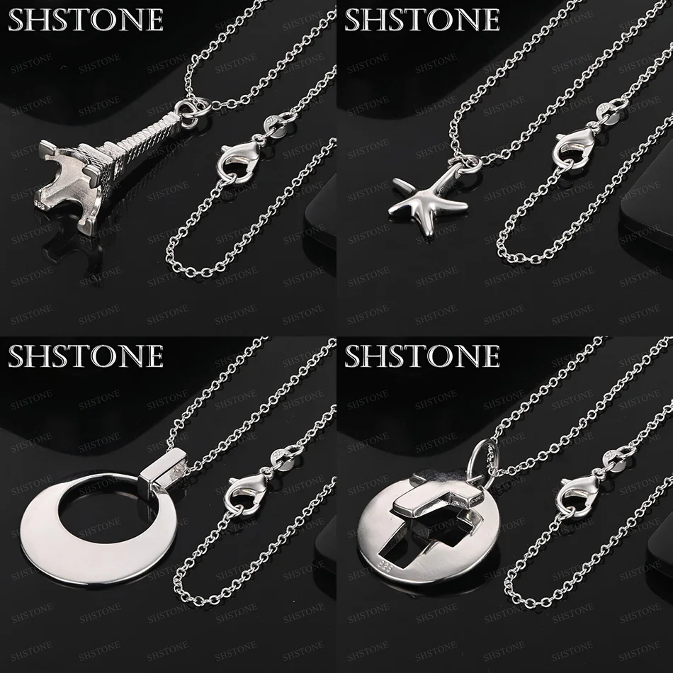 

Hot Classic 925 Sterling Silver Cross Starfish Eiffel Tower Round Pendant Necklace Women Christmas Party Gift Fine Jewelry