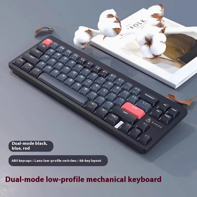 

New Ajazz Akl680 Mechanical Keyboard Ultra-Thin Low Profile Silent Mode Dual-Mode Wireless Bluetooth For Office And Gaming Gift