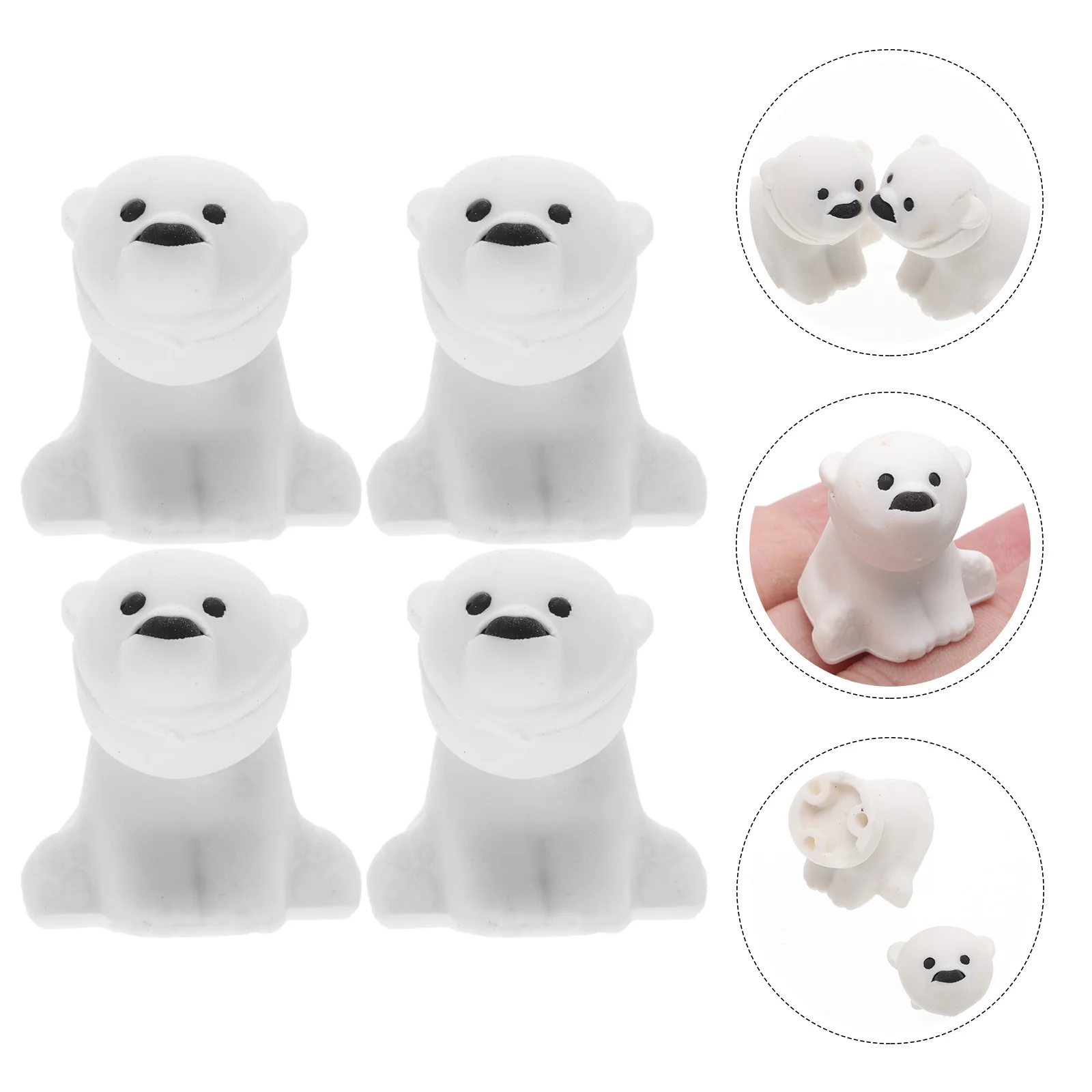 20 Pcs Polar Bear Eraser Pencil Erasers Animal Rubber Adorable Toy Kids Toys Toddler Baby Decorate