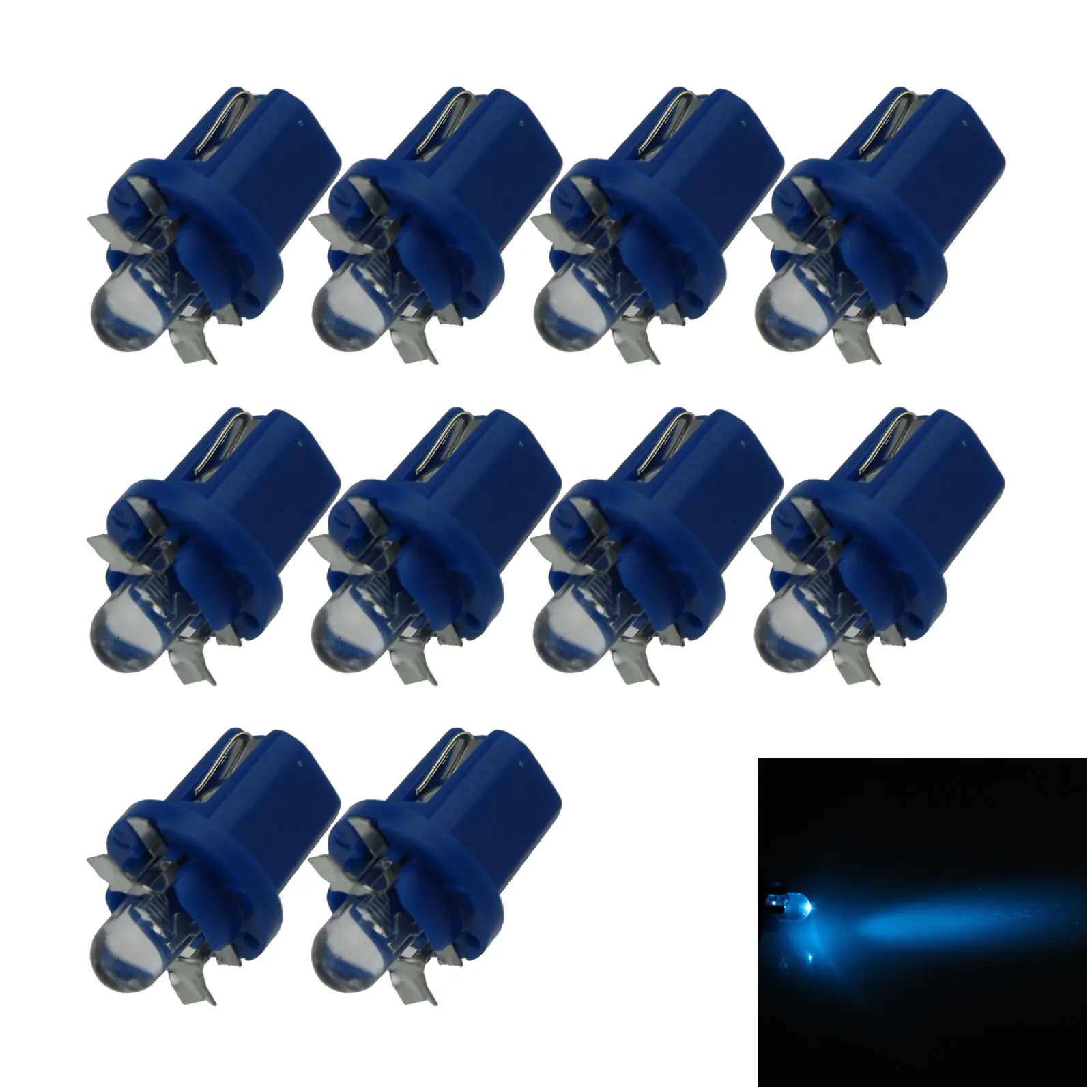 10x Blue AUTO B8.5D NEO Dash Twist Socket HVAC Lamp Cluster Light 1 Emitters In-Line LED BX8.5D N352-B