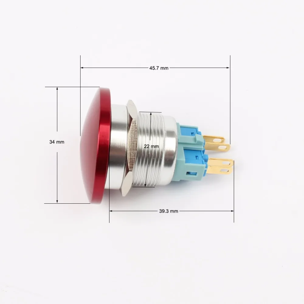 22mm Metal Aluminum Mushroom Emergency Stop Push Button IP67 Waterproof Switch momentary Locking Latching 1NO 1NC