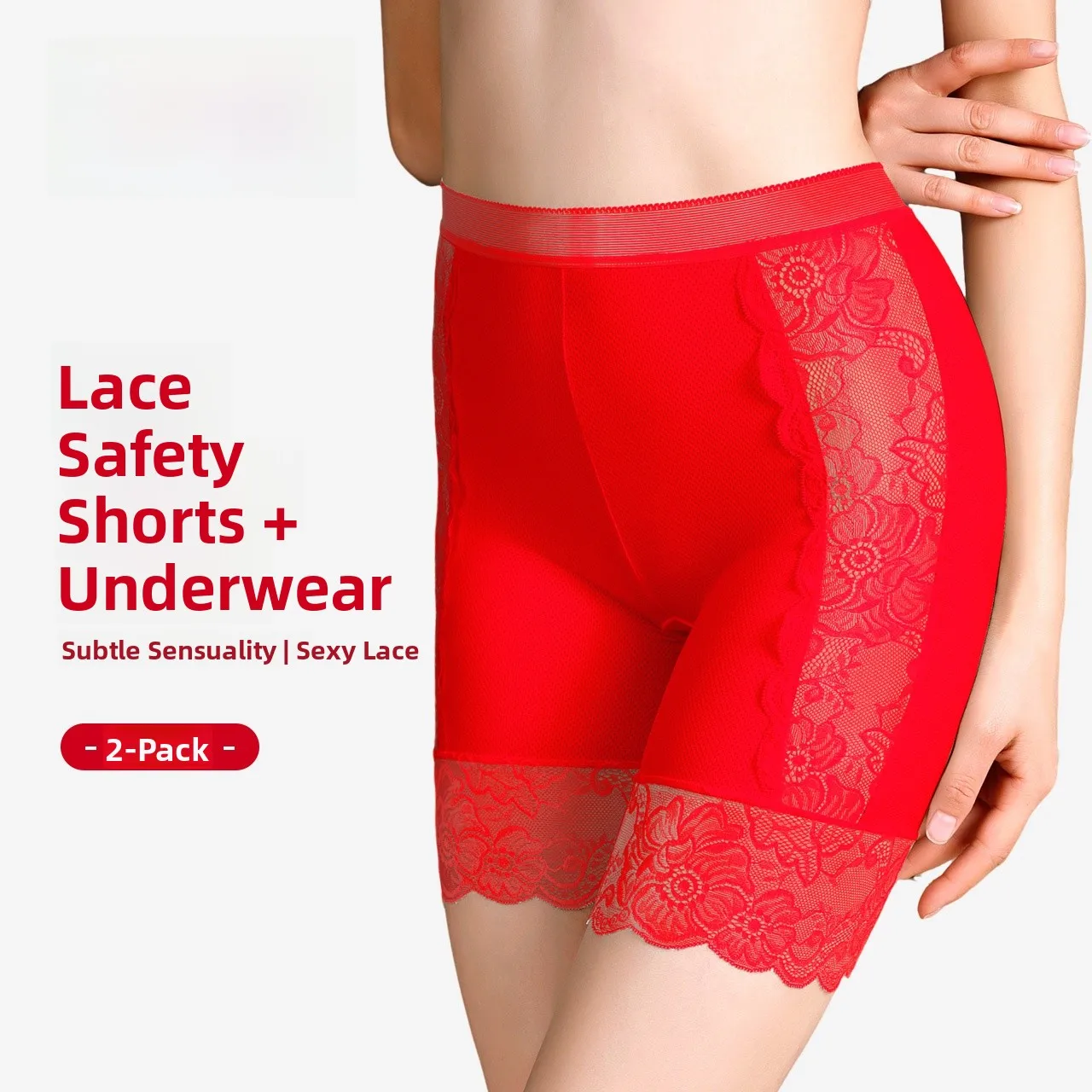 

Женские бесшовные защитные шорты с высокой талией, красные, для ношения под одеждой, для свадьбы, больших размеров, на удачу в новом году